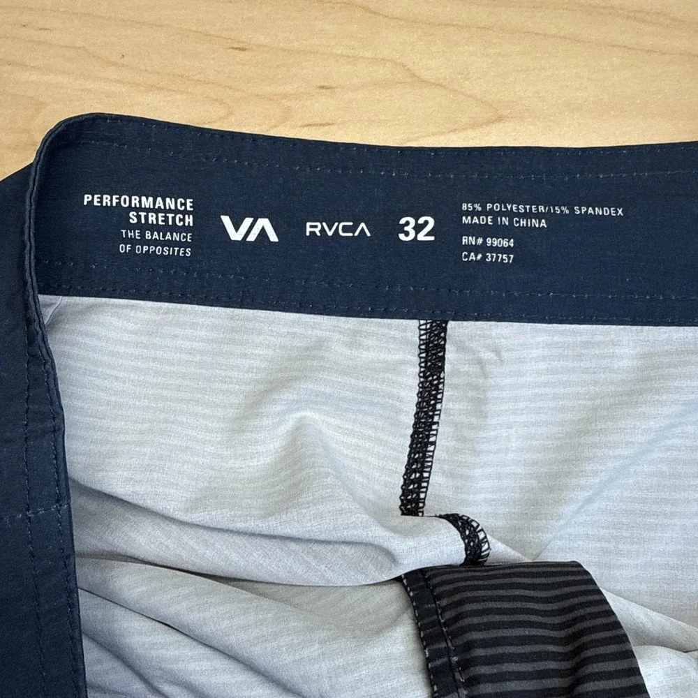 RVCA men's Board Shorts Size 32 Blue / Cream With Stripes